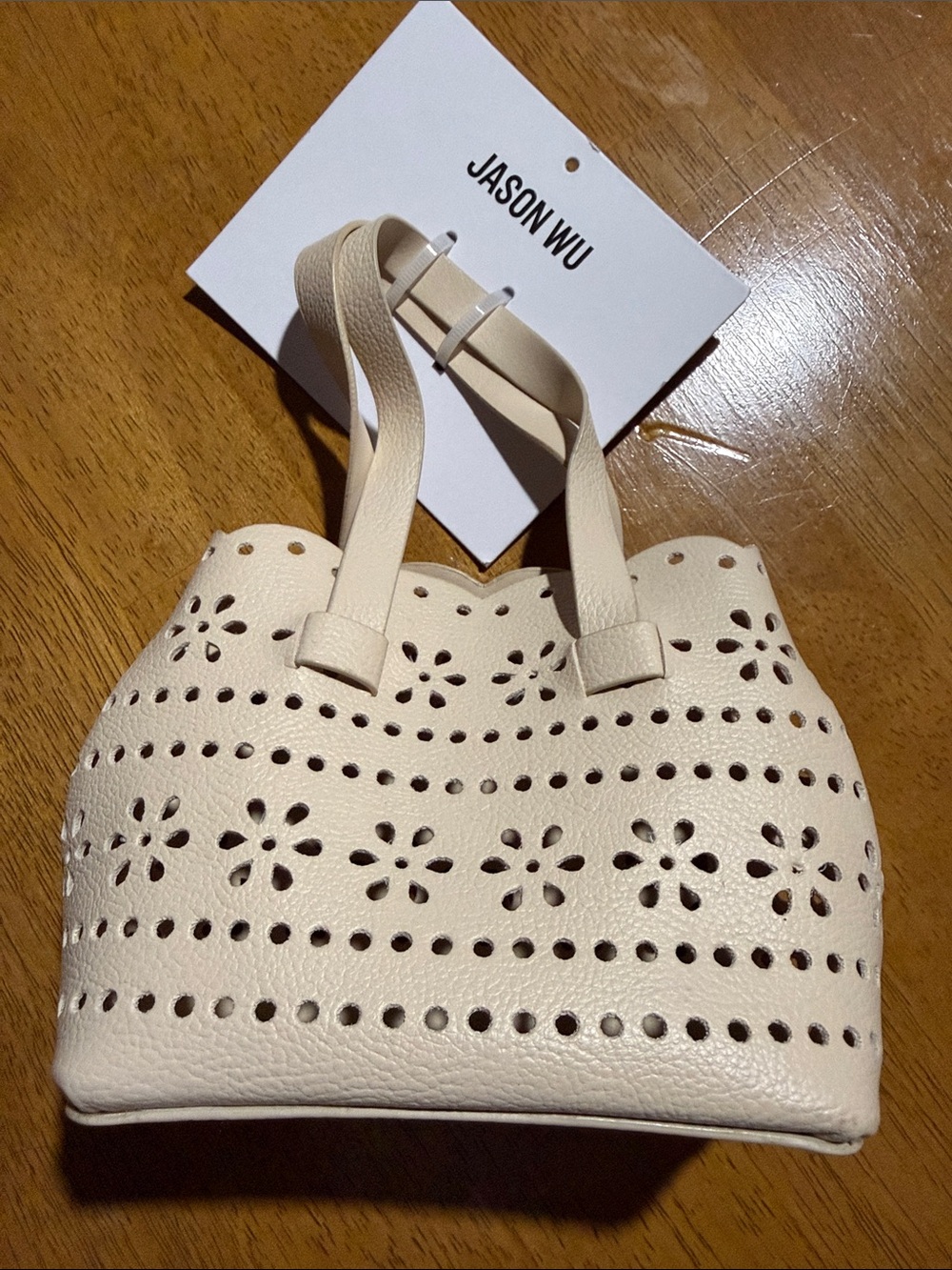 Jason Wu Cream Perforated Floral Mini Tote